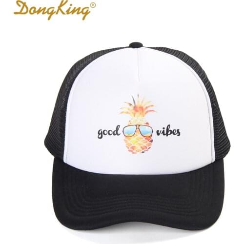 DongKing Womens mens Pineapple Sunglasses Good Vibes Mesh Hat Trucker Baseball Cap Hawaii beach Top Quality Holiday Gift Kids