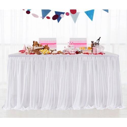 Tulle Tutu Table Skirt tablecloth White pink Banquet Hotel Tableware Decoration wedding Birthday Baby Shower party decoration