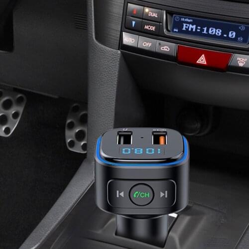 FM Transmitter Car Kit Type C Plug QC3.0 Fast Charge 7 Color Led Digital Display MP3 One Key Operation 32GB Bluetooth-Compatible