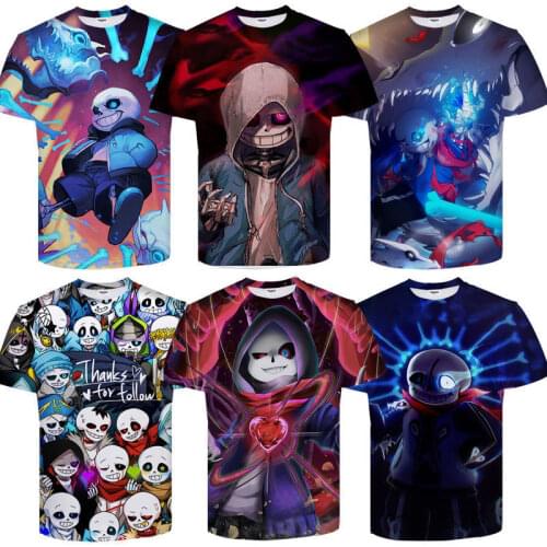 Game Undertale Inktale Sans Papyrus 3D T-shirt Skeleton Brother Quote Aldult Unisex Tops Kids Short Sleeve Camisetas Prop