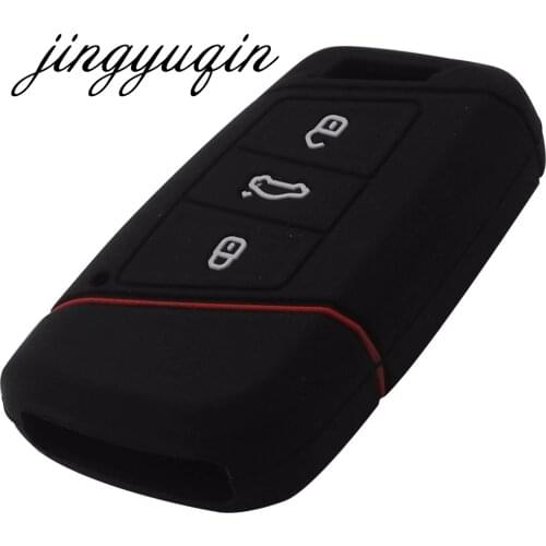 Jingyuqin 30pcs/lot Silicone Smart Remote Key fob Case for VW Skoda Superb Magotan Passat B8 A7 Golf Skin Cover