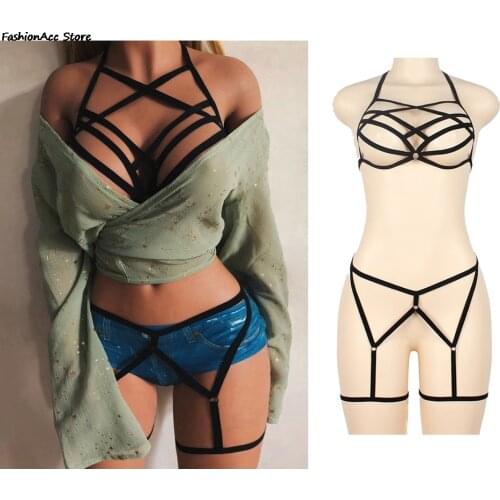 Black Fashion Sexy Elastic Strap Kit Sex Accessories Belt Punk Wear Women Suit Sexy Lingerie Binding Top Body Elastic Harness
