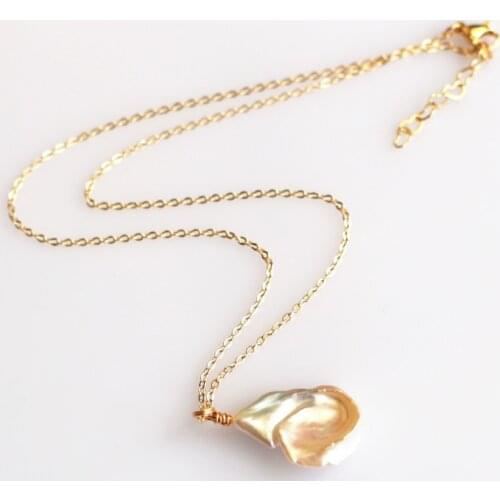 Best seller high quality 15-18mm large size natural white irregular baroque genuine pearl necklace jewelry,real pearl pendant