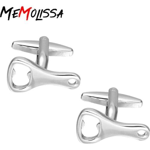 MeMolissa Formal Silver bottle opener Cufflink for Mens Suits Buttons Geometric Wedding Cufflink French Grooms Shirt Brand