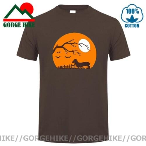 Mens Unique Moon Dachshund Tshirt Short Sleeve Cotton T-shirt Leisure 70s Vintage Retro Sunset Dog Tee Shirt Loose Tops Clothing