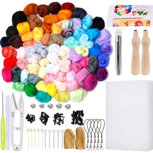 Nonvor Needle Wool Felting Kit for Beginner, 149 Pieces Needle Felting Tools , 72 Colors Wool Roving Set Felt DIY Package Craft