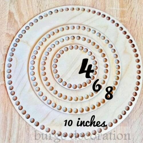 Set of 4pcs Wooden bottom for crochet basket Round Wooden bottom knitting