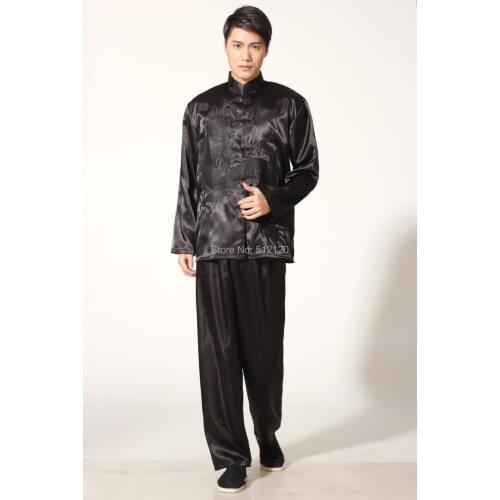 Shanghai Story dragon embroidery kungfu set chinese traditional clothing for men kungfu shirt + Pants taiji suit set 5 color