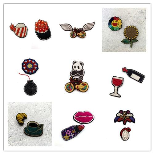 DIY New 3D Hand embroidery badges sun/clouds/rainbow Embroiderd metal wire applique for Coat Trousers Bag Brooch