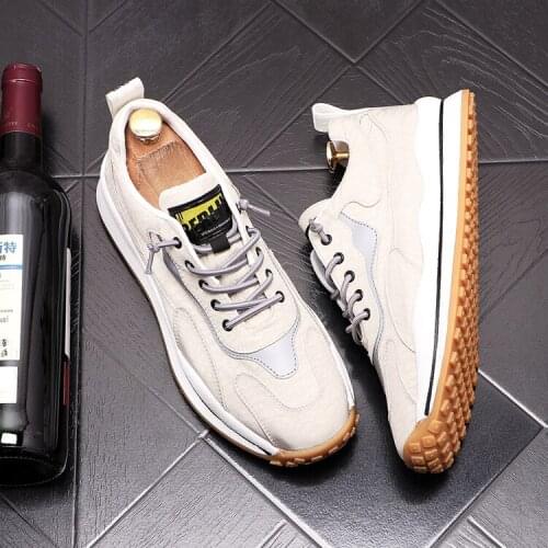 Trend New 2021 Mens Sneakers Suede Leather Breathable Lace Up Causal Sports Waliking Sapatos Tenis Masculino