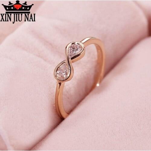 New Design Fashion Zircon Crystal Rings 18K Rose Gold Infinity Twist Ring Statement for Women Simplicity Jewelry Wholesale