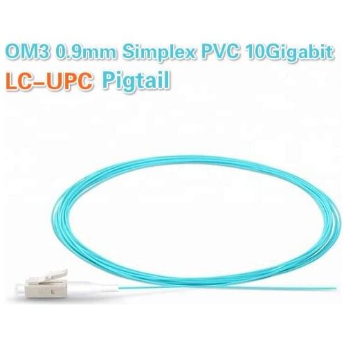 OM3 LC-UPC 0.9mm Simplex PVC 10 Gigabit Multimode OM3 50/125 LC UPC Fiber Optic Pigtail 50pcs 100pcs Lot