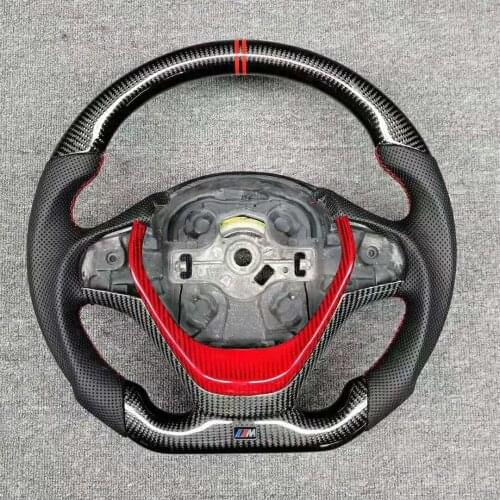 OEM Cuatomized Perforated Carbon Fiber Sports Steering Wheel Leather compatible for BMW 3 Series 2010-2015