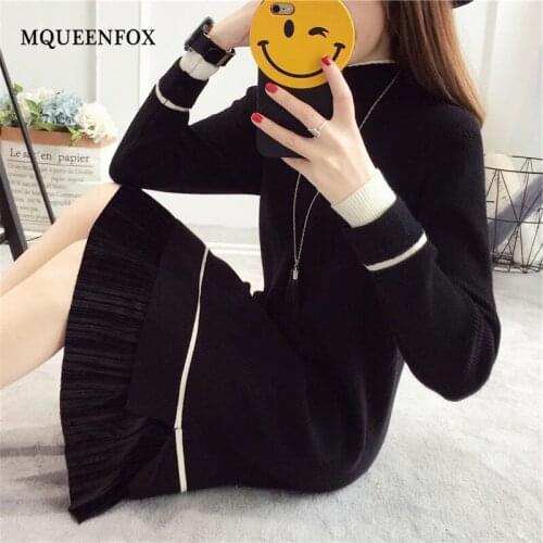 Autumn Winter Knitted Dress 2021 New Long Sleeve Warm Sweater Dress ladies sexy elegant Loose pullover dress Vestido