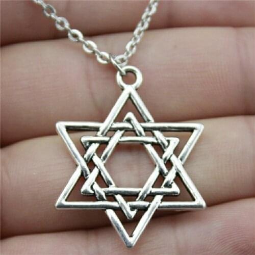 1 Piece Necklaces For Women Star Of David Pendant Necklace 33x26mm Silver Plated Color Fashion Jewelry