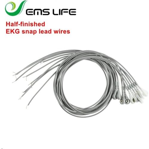 Half-finished ekg leadwires for EKG Cable snap 10pcs one set