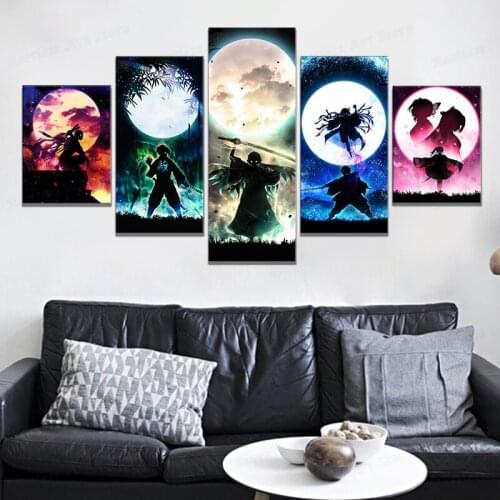 5pcs Rengoku Kyoujurou Kimetsu No Yaiba Anime Poster Demon Slayer Poster Wall Decoration Paintings Canvas Wall Art Paintings