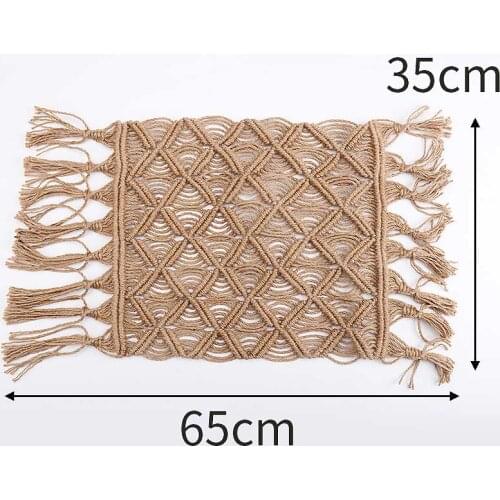 Handmade Hollow Out Welcome Area Rugs Hemp Rope Bath Mats Bedroom Tassels Carpet 65x35cm Home Decor