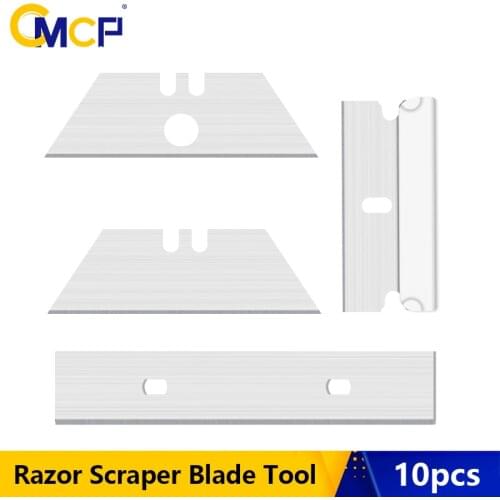 CMCP 10pcs Razor Scraper Blade Tool Trapezoid Cutting Blade Car Window Glass Glue Gap Cleaner Sreen Squeegee Knife Metal Blades