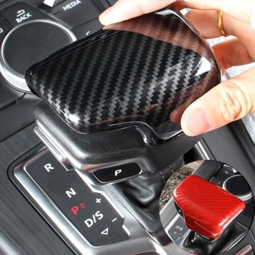 Car Carbon Fiber Texture Interior Gear Shift Knob Head Cover Sticker Trim For Audi A4 B9 A5 2017 2018 Q7 2016 2017 2018