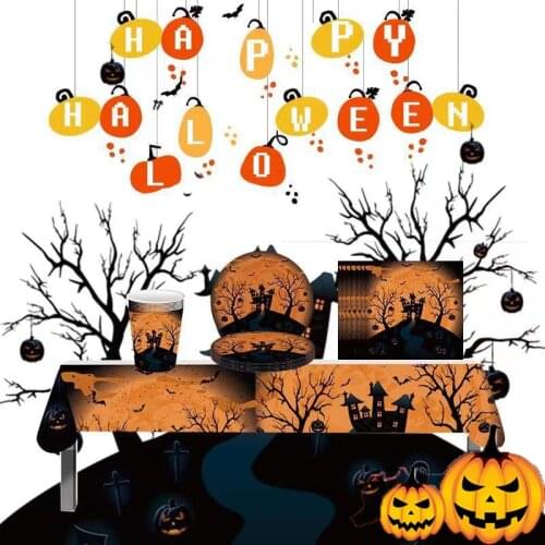 Halloween Party Supplies for Kids Perfect Halloween Party Supplies Pack for Spooky Halloween Themed Party, Disposable Tableware