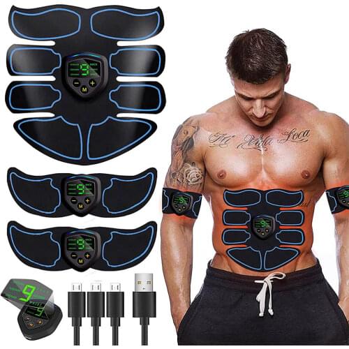 Abs Trainer Ems Muscle Stimulator with LCD Display Abdominal Muscle Paste Belt for Home Gym Workout Electrostimulation
