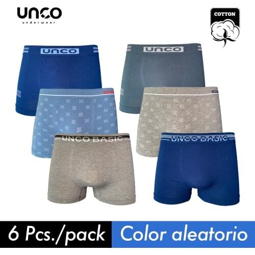 UNCO-Calzoncillos Hombre Bóxer Elástico y Cómodo sin costura Básico, Secado rápido. Ropa Interior Paq de 6, Multicolores