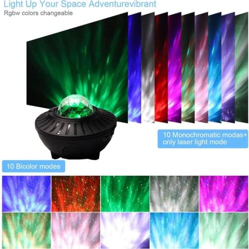 USB LED Star Ocean Wave Projector Night Light Galaxy Starry Sky Projector Night Lamp With Music Bluetooth Speaker For Childrens
