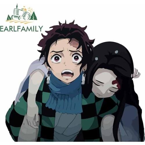 EARLFAMILY 13cm x 11.5cm for Demon Slayer Personality Car Stickers and Decals Whole Body Vinyl Sticker JDM RV Car Assessoires