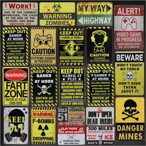 Vintage Metal Retro Stickers Tintin Plaque Tin Signs Keep Out Danger Sign Bar Poster Art Iron Wall Decor Painting 8x12 Inch H75