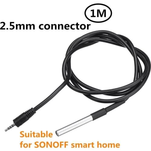 Suitable for SONOFF smart home DS18B20 2.5mm connector stainless steel package waterproof temperature sensor probe 1M