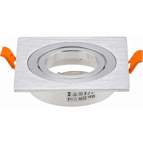 High Quality Brush Silver Square Aluminum Led Spot Light Frame Holders MR16 GU10 Retrofit Kit Led Ceiling Spot Light Fixtures