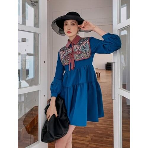 Vintage Princess Pompon Dress Women High Waist Lantern sleeve Mini Dress Autumn 2021 Korean Fashion Clothing