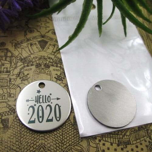 20pcs--"HELLO 2020"stainless steel charms 5 styles for choosing DIY Charms for necklace bracelets