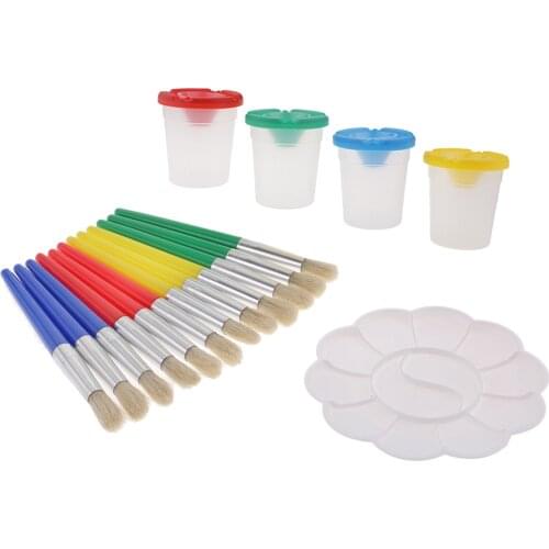 17pcs Oil Painting Brush Set with Palette Artist Acrylic Artist Brush Tool