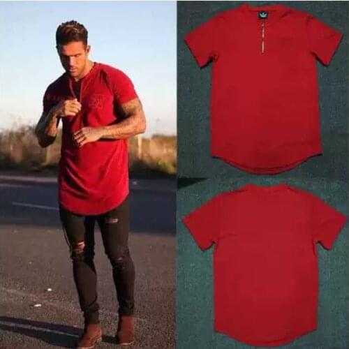 2020 O Neck zip Summer Mens T Shirt Kanye West Extended T-Shirt Men Curved Hem Longline Hip Hop T-Shirt Blank Tee Shirts Clothe