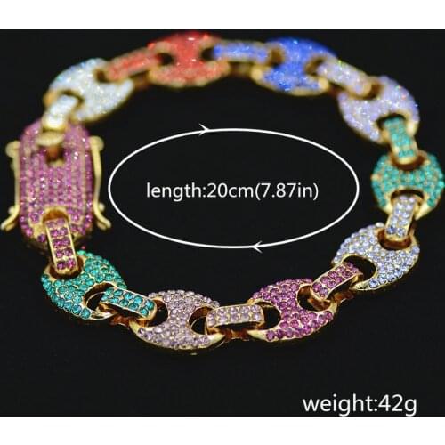 2021 Step Into Dedicated Hiphop Full Bracelet Europe And America Hip Hop Bracelet Fashion Mens Cuba Chain Cross Border Jewel