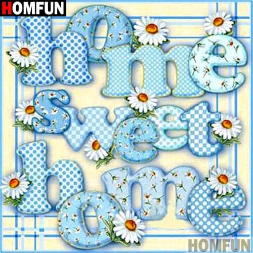 Homfun Full Square/Round Drill 5D DIY Diamond Painting "Flower text" 3D Embroidery Cross Stitch Home Decor Gift A12108
