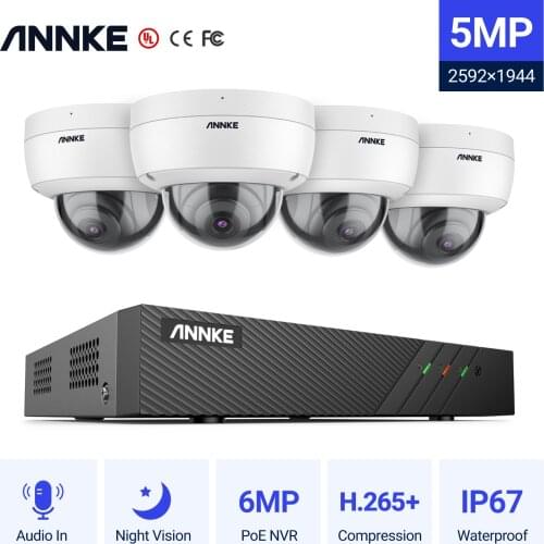 ANNKE H500 5MP PoE IP Security Camera System with ONVIF Bullet Cameras 6MP NVR Color Night Vision Mic Smart CCTV Surveillance