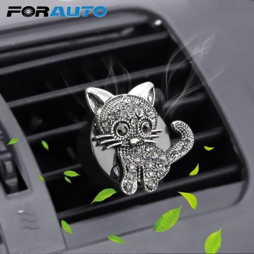 FORAUTO Car Air Vent Perfume Car Aroma Diffuser Auto Outlet Air Freshener Diamond kittens Molding Air Conditioner Adornment Clip