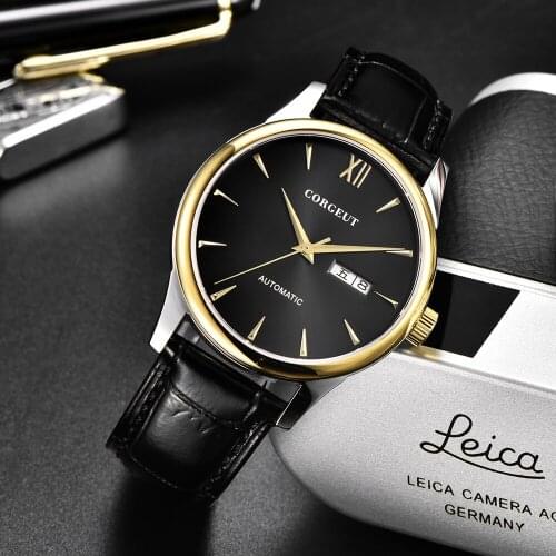 2021 Top Luxury Brand Busines CORGEUT Casual Leather Mechanical Mens Watch s Clock Male Sport Waterproof Date 2036A Watches Mens
