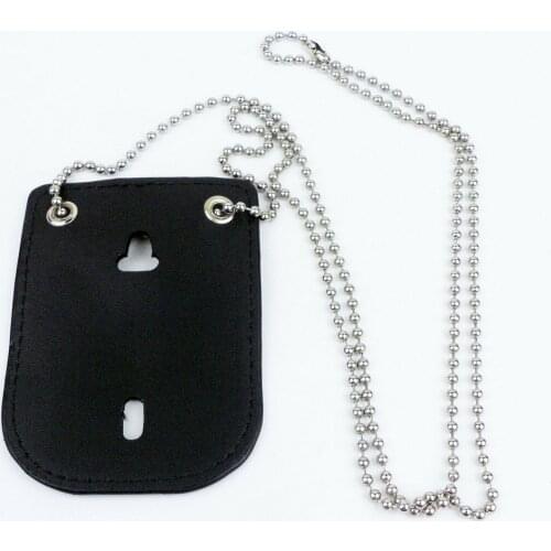 Black Faux Leather Badge Holder with Chaining Military Store