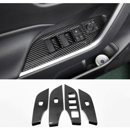 For Toyota RAV4 RAV 4 2019 2020 ABS Carbon Fiber LHD Door Window glass Lift Control Switch Panel Cover Trim styling Accessories