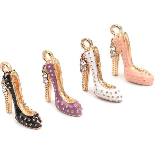 DoreenBeads 1 Set Fashion Mixed Color High-Heeled Shoes Pendant For Bracelet Earrings DIY Making Findings Creative Findings