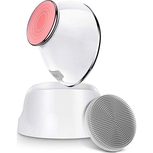 Electric Heating Facial Cleansing Brush 2 in 1 Heated Massager&Sonic Vibrating,Facial Cleanser Brush for Skin Exfoliation