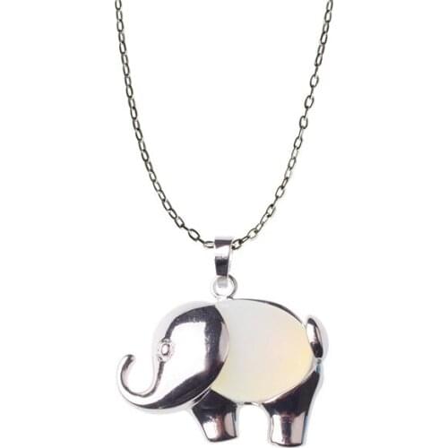 Elephant necklace Opal elephant Lucky charm Animal Kids jewelry Children