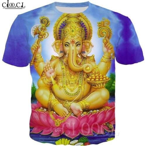 Unisex T Shirt Hindu Ganesha Elephant-headed God 3D Printed Men/Women Summer Fashion Sports Plus Size T-shirt Hip Hop Streetwear