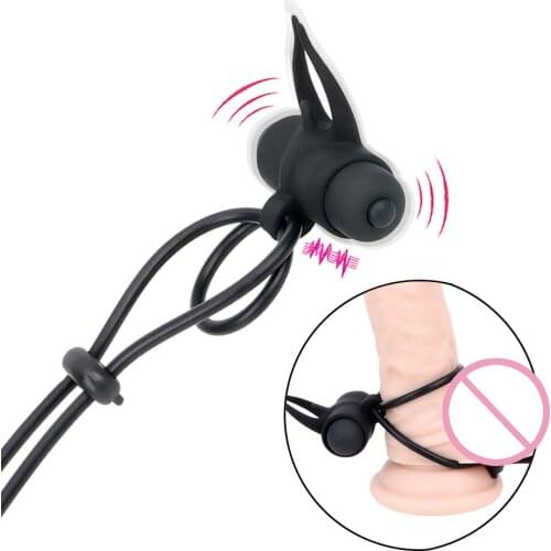 IKOKY 10 Speed Lock Rope Vibrator Penis Ring Cock Ring Sex Toys for Men Delay Ejaculation Clitoris Stimulator Time Lasting