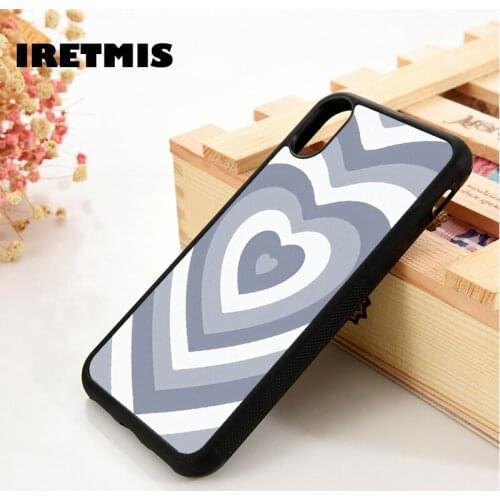 Iretmis 5 5S SE 6 6S TPU Silicone Rubber Phone Case Cover for iPhone 7 8 Plus X Xs 11 12 MINI Pro Max XR Grey Illusion Hearts