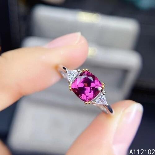 KJJEAXCMY fine jewelry 925 sterling silver inlaid Natural garnet New Chinese style womens purple gem ring support detection